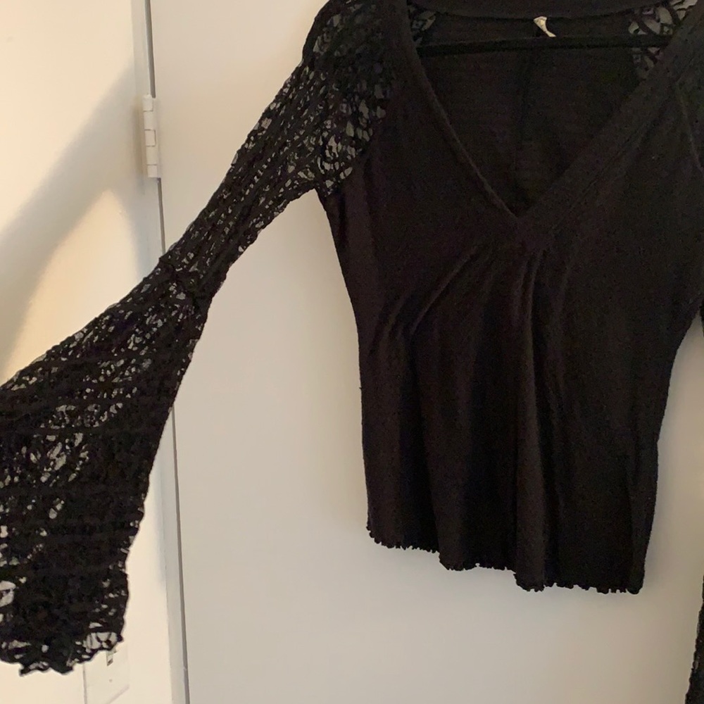 Black lace sleeve free people top size small